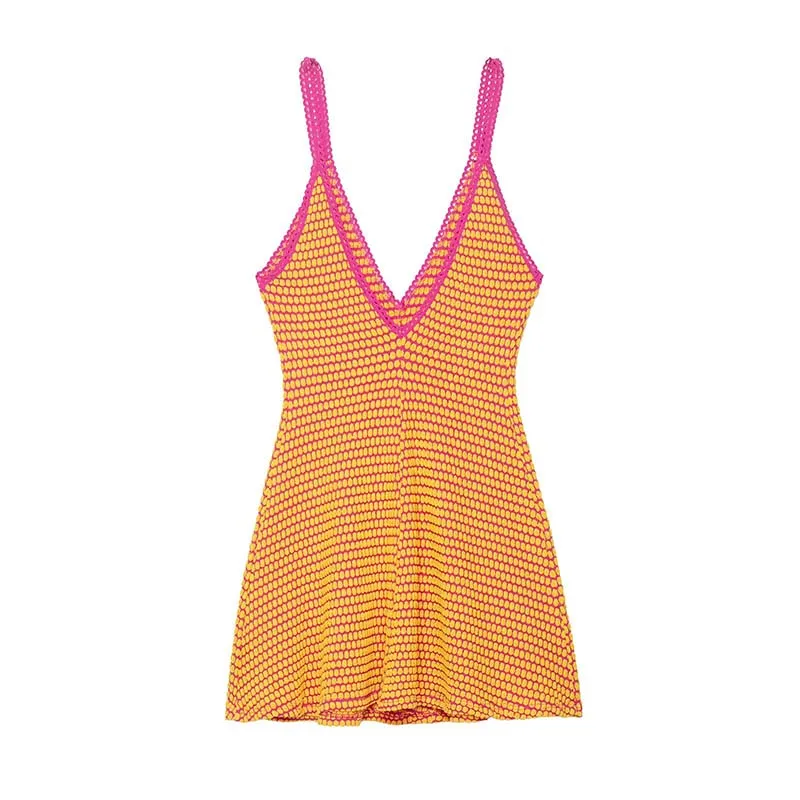 Sexy Party Chic Women Dress Jacquard Knitted Backless Sleeveless Short Dresses Woman New Fashion 2025 Summer Dress