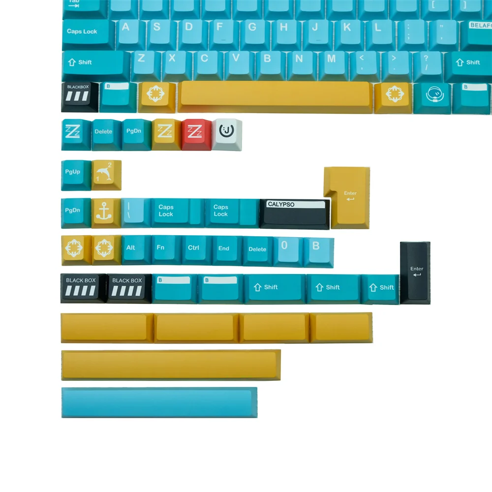 Gmk Belafanuo Keycap Teclado Mecânico Azul Amarelo Perfil de Cereja Dye Sub 142 Chaves Pbt Conjuntos Completos para Outemu Gateron mx Switch - Imagem 4