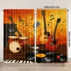 2pcs, spring summer Curtains Music theme, guitar, mic, record Light Filtering Sheer Curtains Versatile Polyester Fabric Room 3