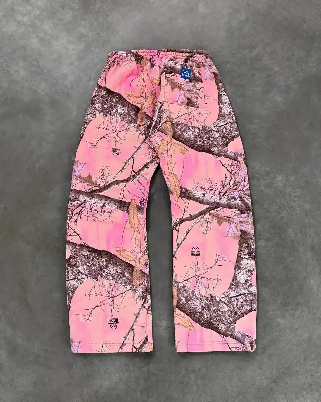 Akimboclub New Fashion Pink Leaf Pattern Pants American Street Casual Sweatshirt Men Hip Hop Gothic Loose Two Piece Set Hoodie 2