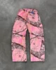 Akimboclub New Fashion Pink Leaf Pattern Pants American Street Casual Sweatshirt Men Hip Hop Gothic Loose Two Piece Set Hoodie 2