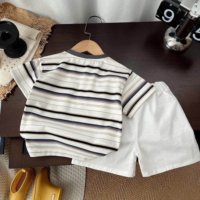 Summer Children Boys Clothing Cartoon Strips Polo T-Shirt Shorts 2Pcs/Set Toddler Sport Baby Cotton Tracksuits 0-5Years
