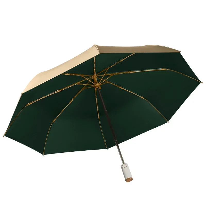 

New minimalist gold glue windproof automatic umbrella for men and women, three fold umbrella, small and fresh