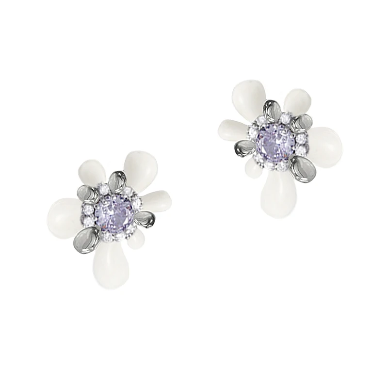 MASW Original Design 2023 Trend New Senior Sense High Quality Brass Purple White Flower Earrings For Women Girl Fashion Jewelry