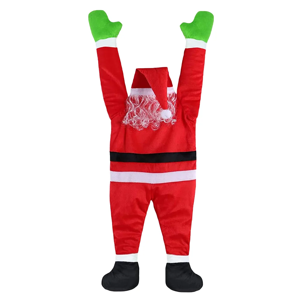 

Santa Claus Decoration Christmas Ambiance Hanging Statuette Atmosphere Climbing Flannel Outdoor