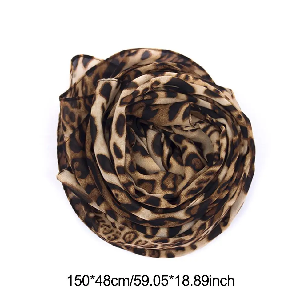 Women Print Scarf Vintage Leopard Chiffon Shawl Winter
