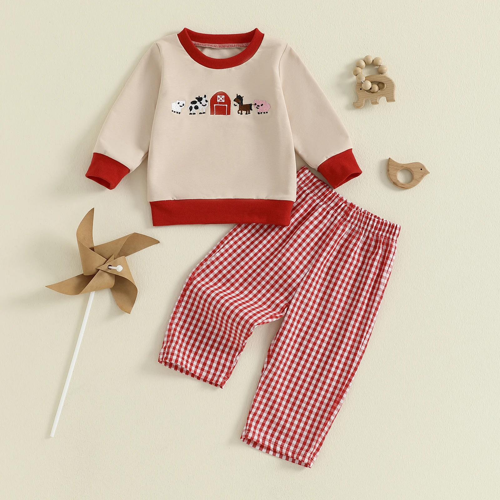 Overall view of the outfit set for boys