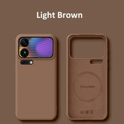 Magnetic Luxury Liquid Silicone Phone Case with Magsafe Wireless Charging Compatibility for Xiaomi 15s pro (Light Brown)