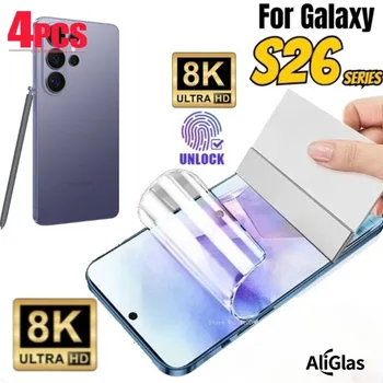 4 pellicole idrogel ad alta definizione progettate per Samsung Galaxy S26 S26 + S26 Ultra, protezione per lo schermo con sblocco delle impronte digitali