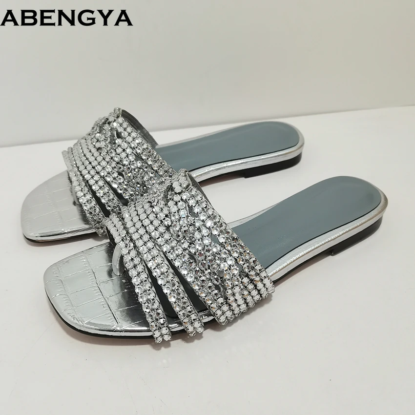 Open Toe Blinged Out Flip Flops With Ankle Strap QIPOPIQ Women's