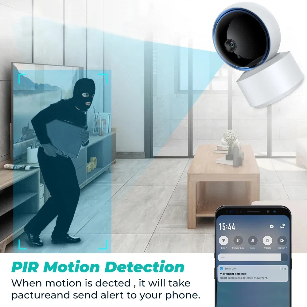 1080P HD Wifi PTZ IP Camera Baby Monitor Night Vision Motion Detect Video Security Cameras With 1800mAh UPS Battery Backup Power 3