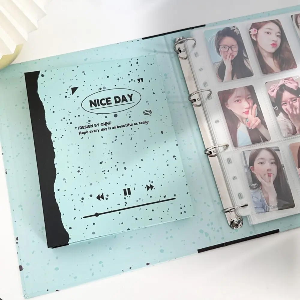 

Solid Color A5 Kpop Photocard Binder Collect Book 4 Grids 9 Grids Splashing Ink Idol Album Shell Loose-leaf Book Jacket