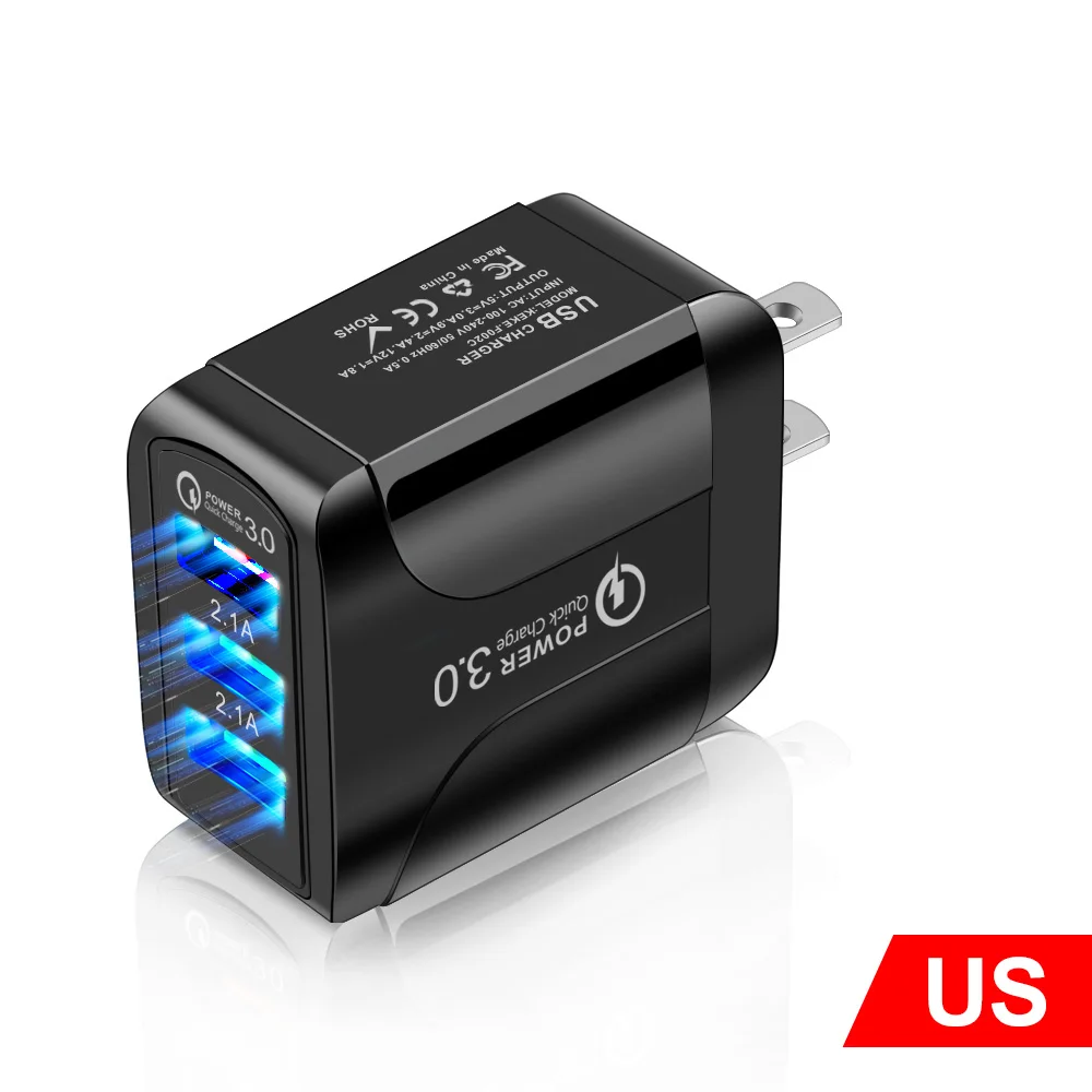 65w charger Fast Phone Charger QC 3USB 2.4A Charging Power Adapter Butterfly Glow Travel Adapter DC 5V For Iphone Samsung Huawei Xiaomi LG usb charger 12v Chargers