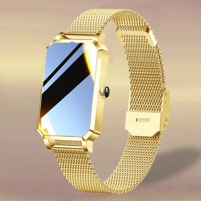 2022 Gold New Smart Watch Ladies Waterproof Heart Rate Monitoring Fitness Outdoor Sport Smartwatch Women Lnformation Push+Box