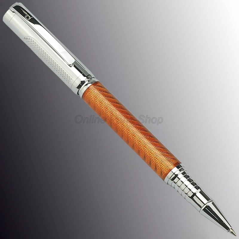 Fuliwen Metal Carbon Fiber Orange And Silver Business Roller Ball Ballpoint Pen Refillable Ink Pen Writing Pen