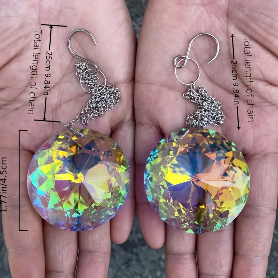 Sun Catchers 2pcs Round Crystal Sun Catchers Glass Prism Hanging Rainbow Maker For Window Balcony Kitchen Garden Decorat