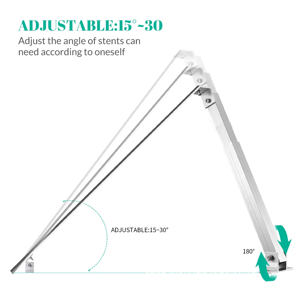 Solar Panel Racking RV Tilt 15-30 Degrees Solar Mount Brackets Roof Flat Surface Adjustable Thicken alloy material Foot Frame 6