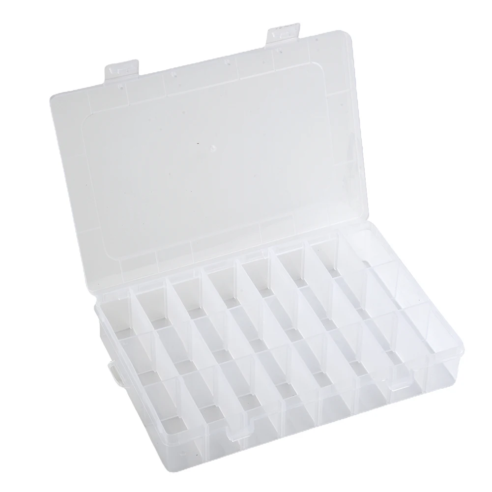 

High Quality 24 Grids Compartment Plastic Storage Box Jewelry Earring Bead Screw Holder Case Display Organizer Container