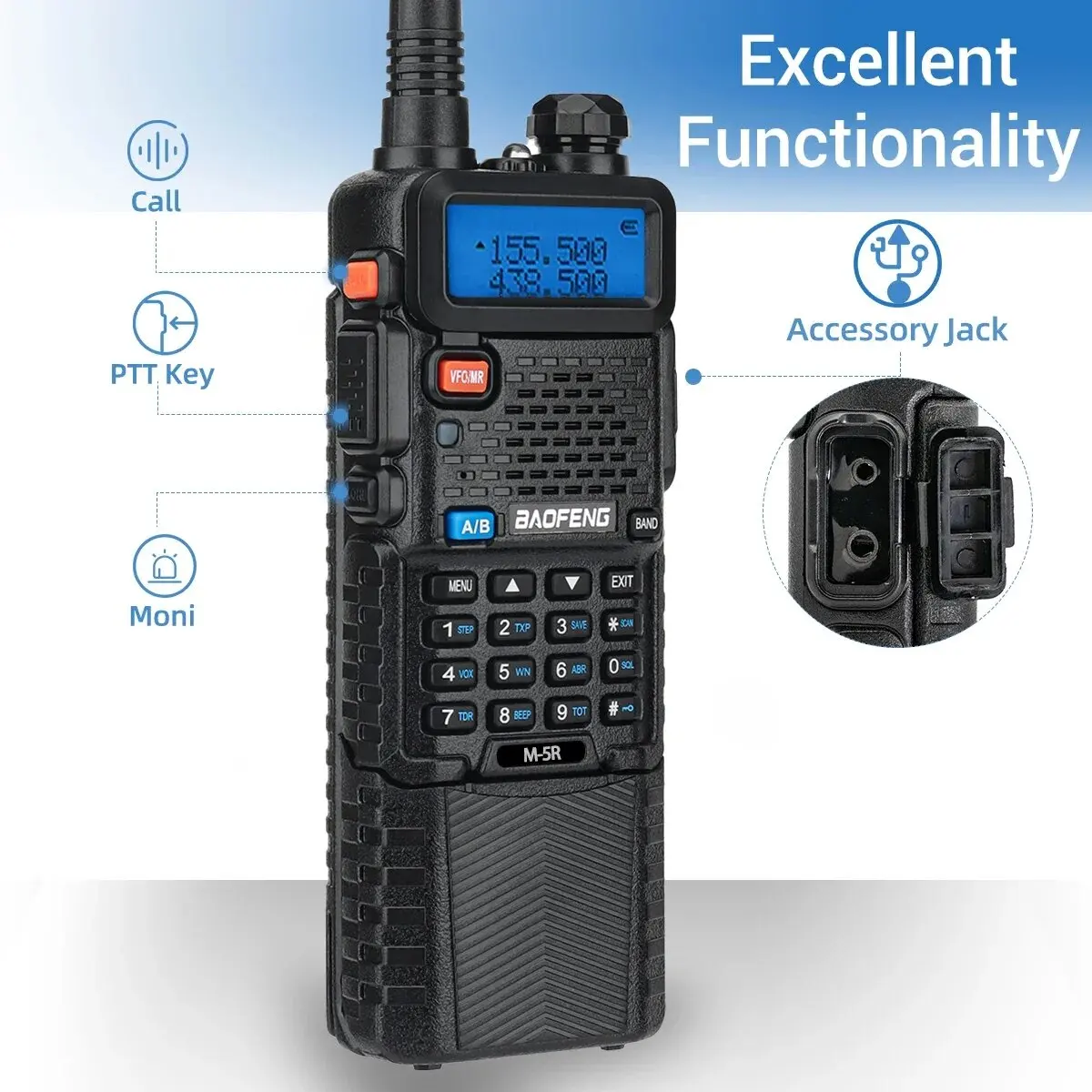 1/2 Stuks Baofeng M-5R Walkie Talkie Air Band 3800Mah Batterij Draadloze Kopieerfrequentie Lange Afstand Am Ham UV-5R K5 Bidirec walkie talkie