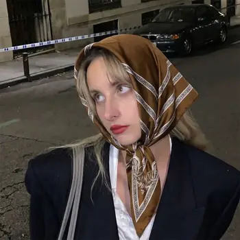 2026 Fashion Triangle Scarf for Women Hair Band Soft Neckerchief Vintage Hijab Stripe Print Headscarf Female Pashmina Bandana