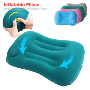 Cuscino gonfiabile traspirante Tipo di pressa Cuscino per il collo Cuscino da viaggio regolabile portatile Cuscino per dormire con supporto per il collo dell'auto per aereo 1