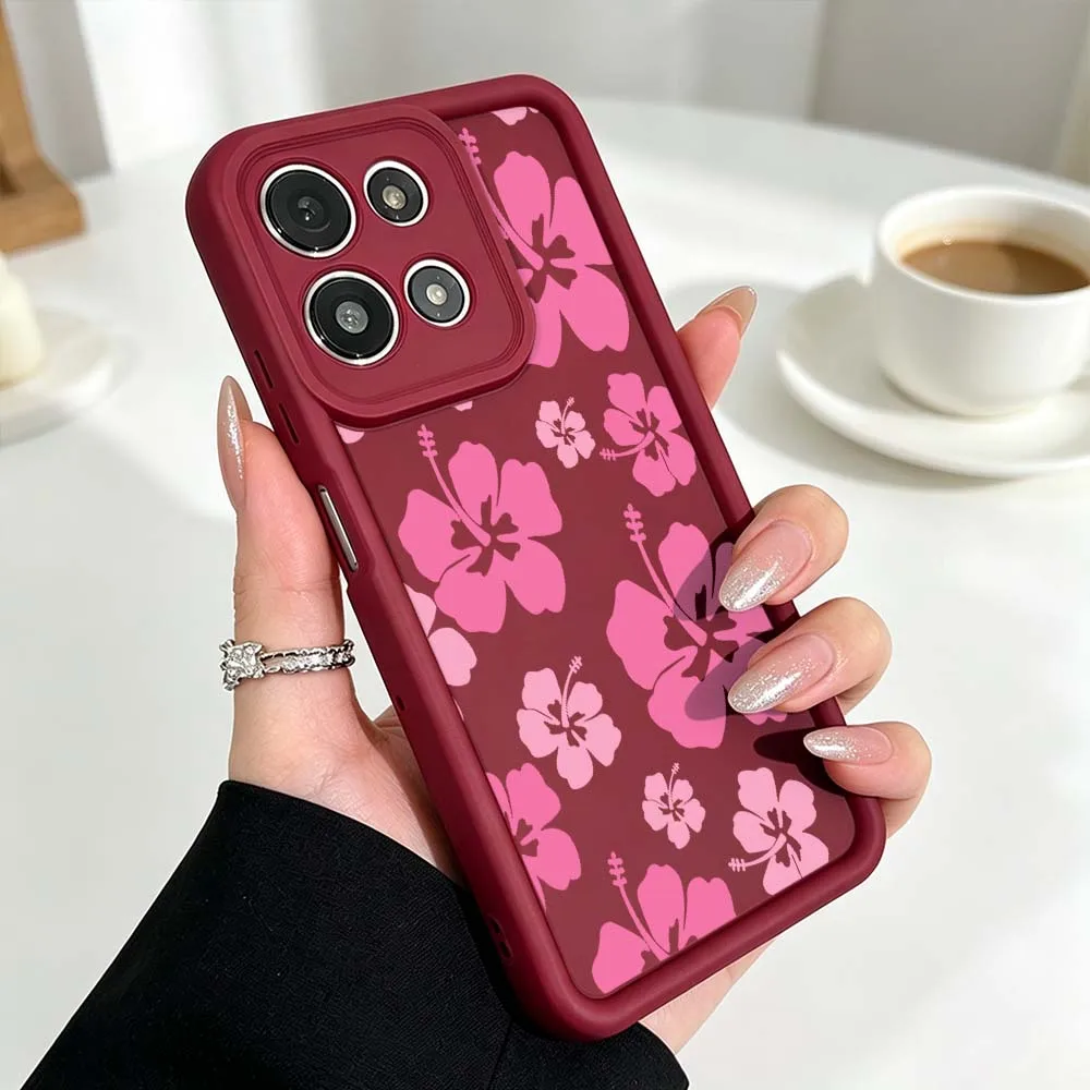 Blue Pink Hibiscus Phone Case with Fusion Eye Ladder Design