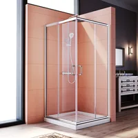 Corner Showers Door 34 in.D X 34 in. W X 72 in. H, Enclosure with Shower Base, with 1/4" Tempered Glass Shower Doors 1