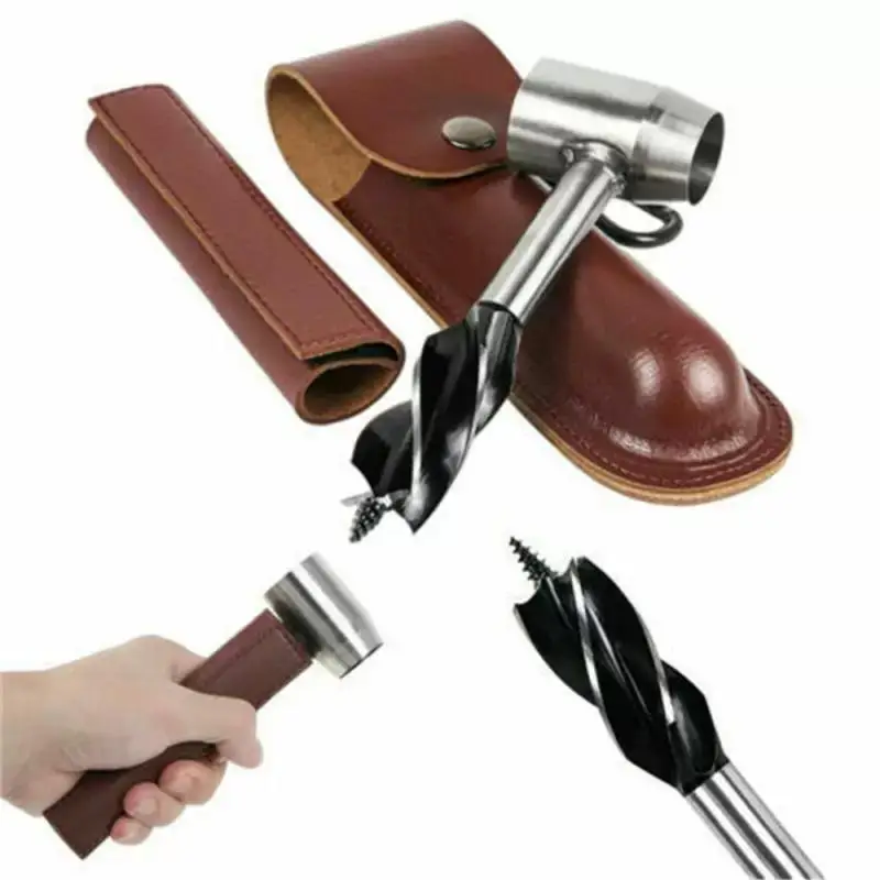 

Brown Camping Survival Tools High Quanlity Sharp Design Case For Hand Auger Wrench Bushcrafting Tools Drill PU Leather Case
