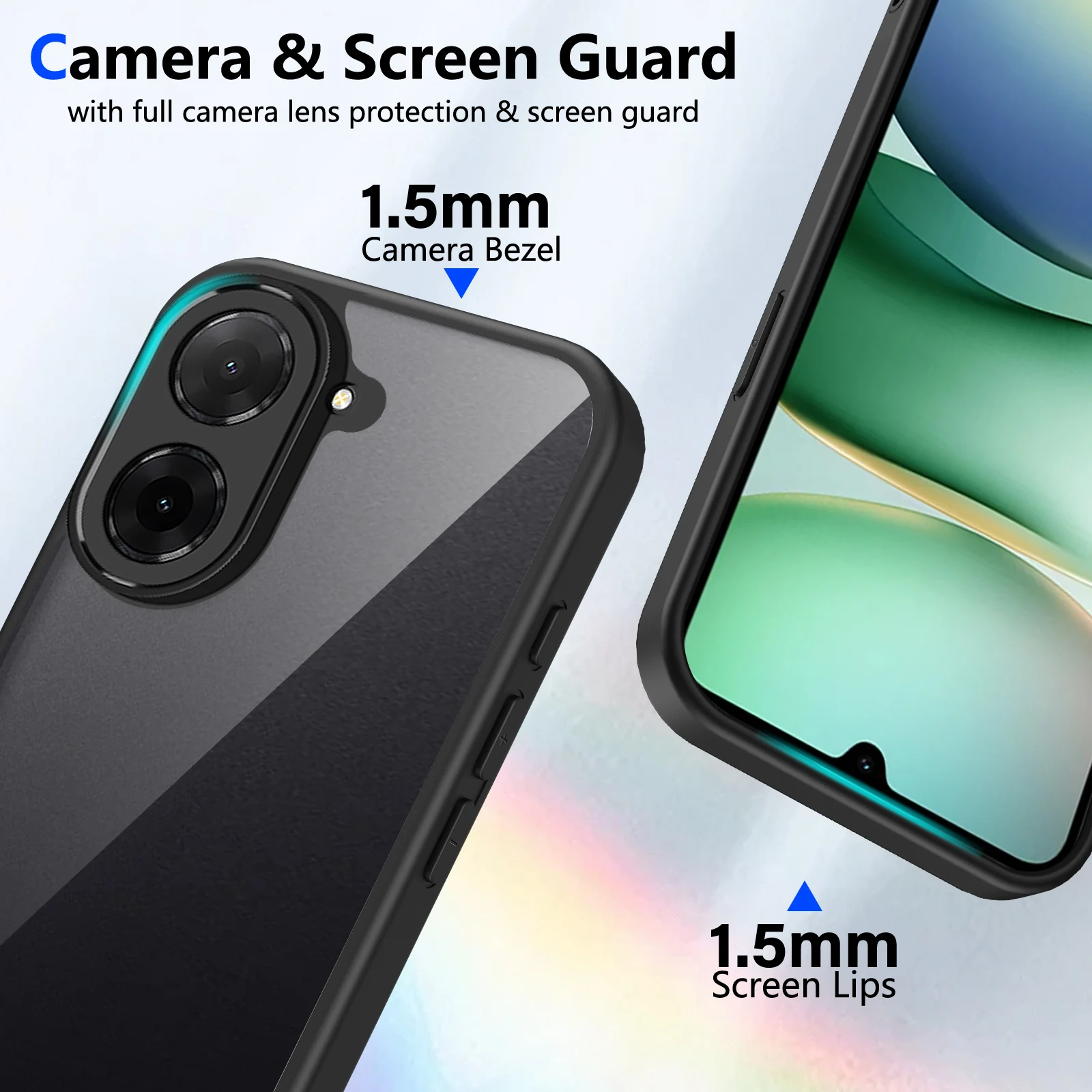 Premium Shockproof Transparent Acrylic Case with Frosted Frame
