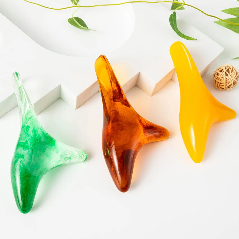 Amber Resin Wax Triangle Body Massager Gua Sha Acupuncture Shiatsu Tool Neck Leg Scraping Massage Trigger Point Therapy Massage