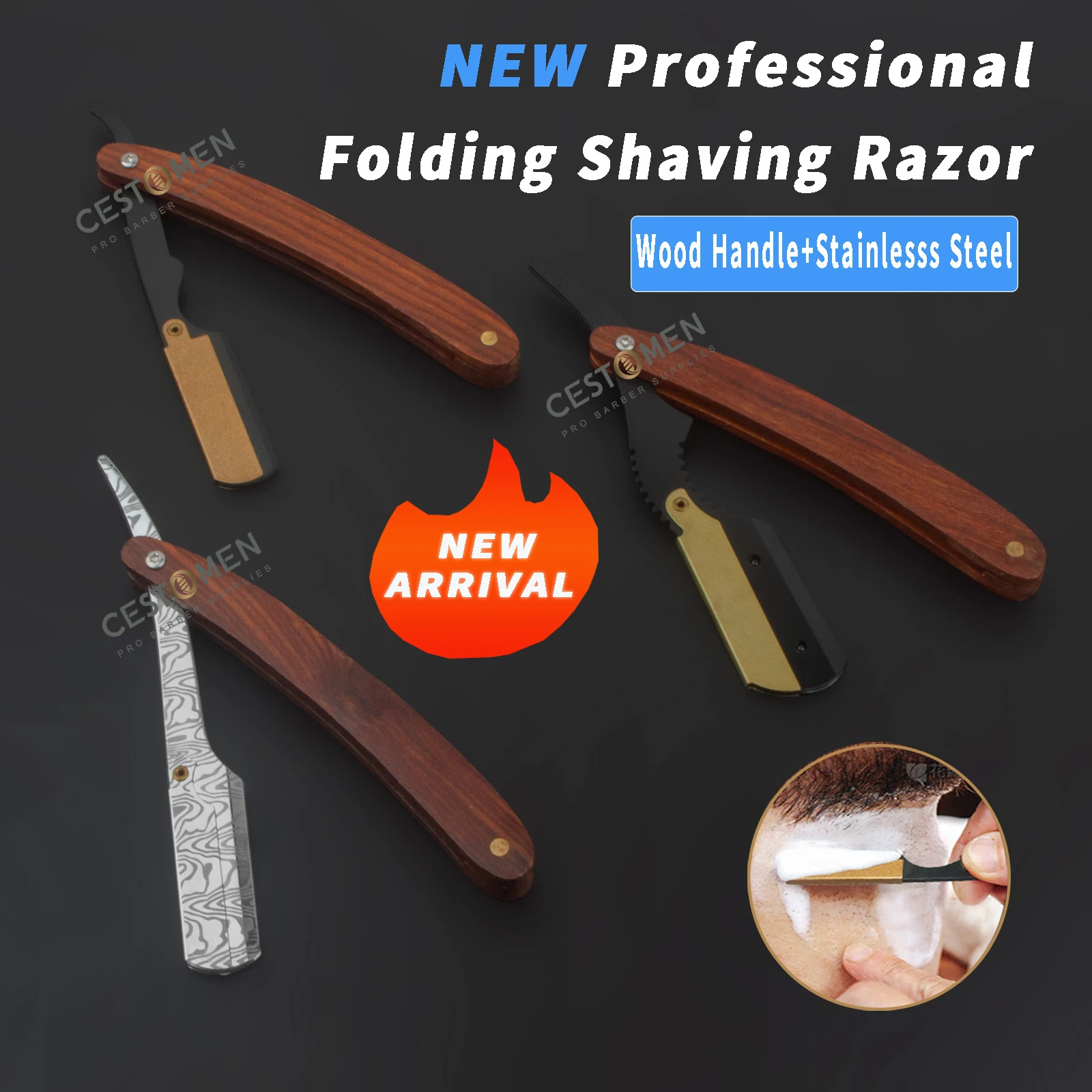 

New Type Barber Straight Razor For Shaving Men Stainless Steel Salon Haircut Facial Beard Shaver Edge Safety Razors Blade Holder