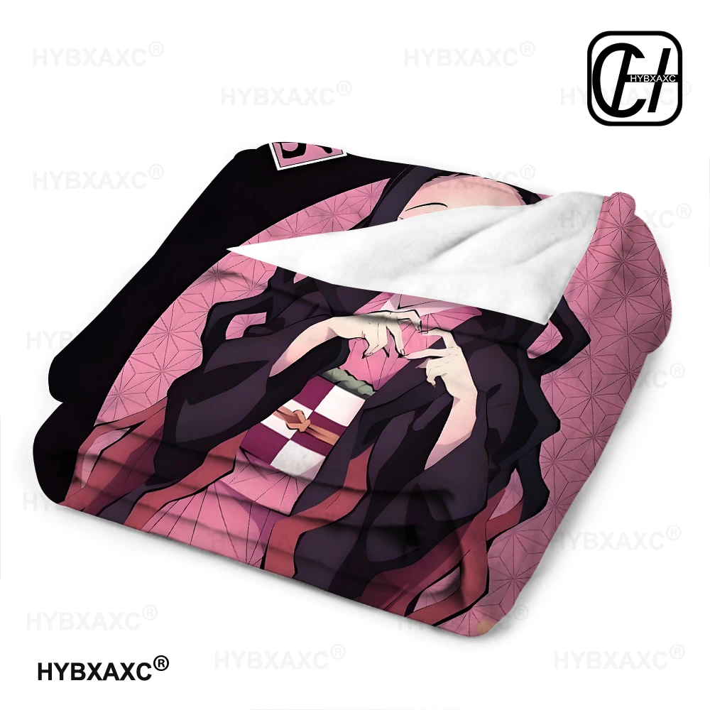 Kawaii Kamado Nezuko Flannel Blanket Demon Slayer Throw Blankets Comic Cartoon Sofa Cover Leisure Blankets Office Napping 3