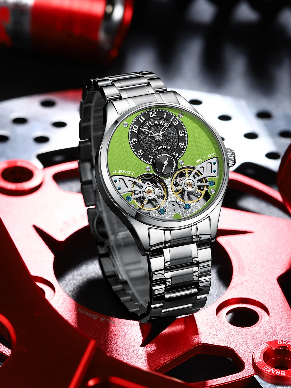 Flying Tourbillon Full Skeleton Design Sapphire Glass & Fine Steel Strap - Waterproof, Luminous Business Watch Customize Logo