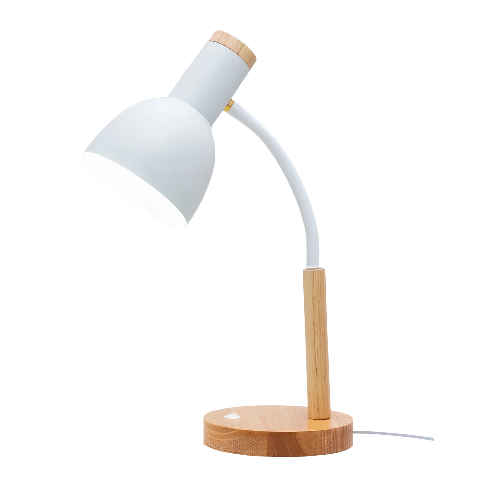 Nordic Wood Iron LED Eye Protection Desk Lamp W/ 3 Colors Multi-Angle Adjustable Desk Lamp for Bedroom Living Room Dining Room