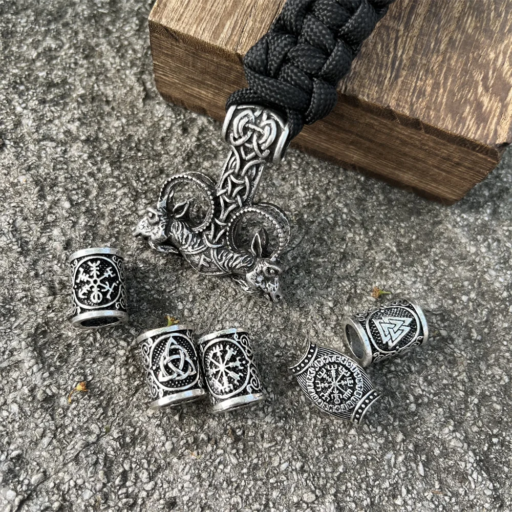 Nostalgia Thor Hammer Mjolnir Rune Ansuz God Odin Goat Ram Amulet Viking Bracelet Men Women Paracord Beads Vikingos Accesorios 5