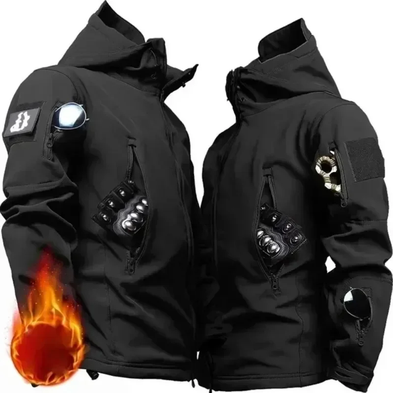 Hiking Jackets Waterproof Hiking Jackets Waterproof Jacket Waterproof Coats Polar Fleece Jacket Winter Russian Camo Fleece Hooded Mens Jacket Multiple Pocket Zipper Waterproof and Windproof Hunting Tactical Coat Ropa Hombre