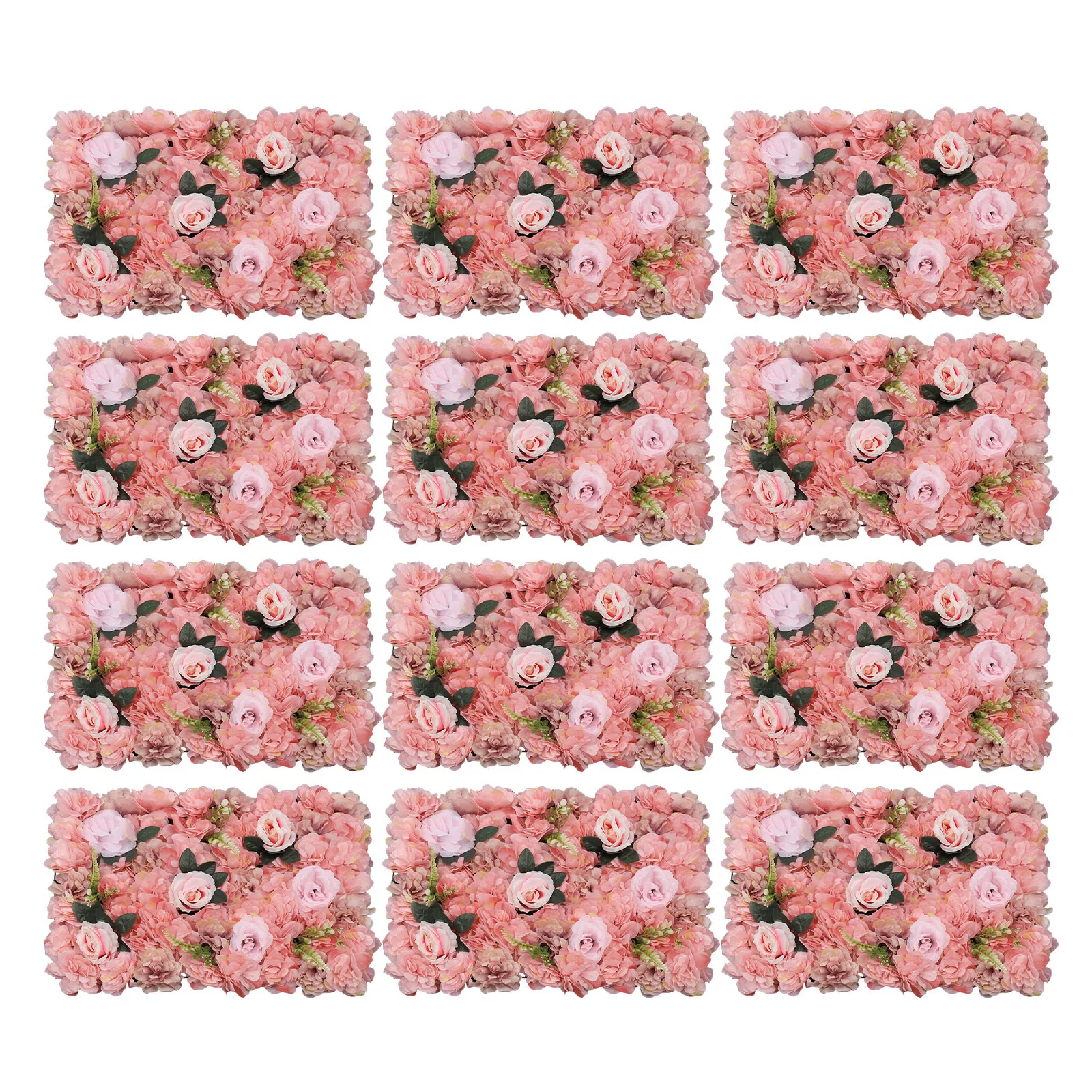 Set of 12 Artificial Rose Wallboards Wallpaper for Parties Weddings Bride Showers Prenatal Parties Christmas Home Decoration