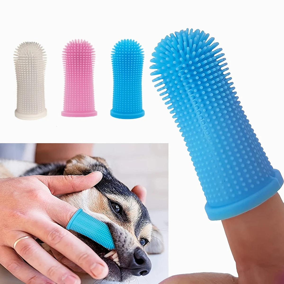 Dog Super Soft Pet Finger Toothbrush Teeth Cleaning Bad Breath Care Nontoxic Silicone Tooth Brush Tool 1PC Dog Cat Supplies pet cleaning tools pet dental tool