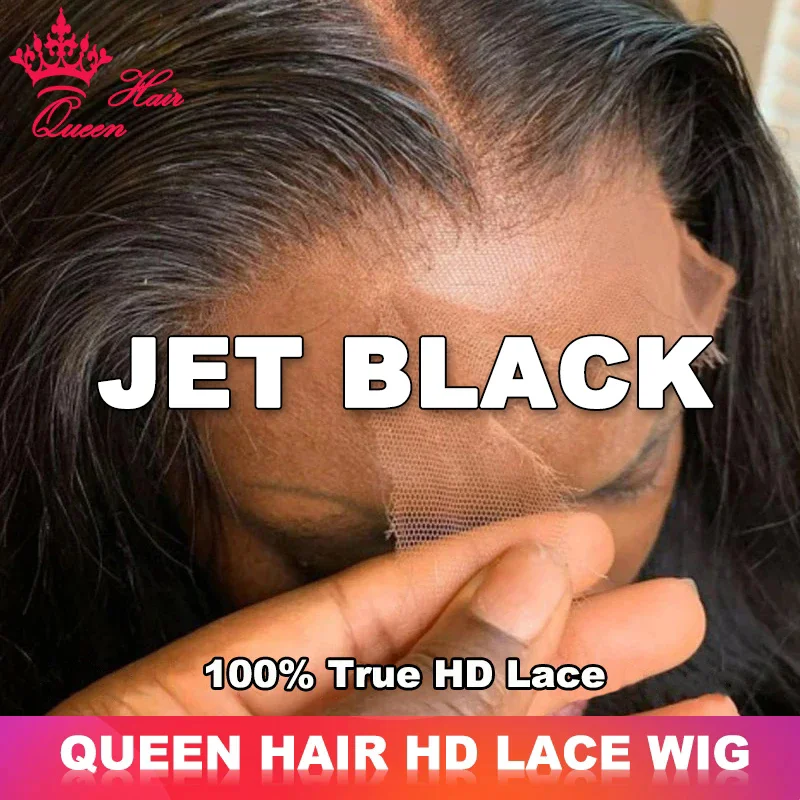Jet Black Color Wig Queen Hair Real HD Lace Wig Raw Human Hair FULL Frontal Closure HD Melt Skin Lace Straight human hair wig lace front wigs