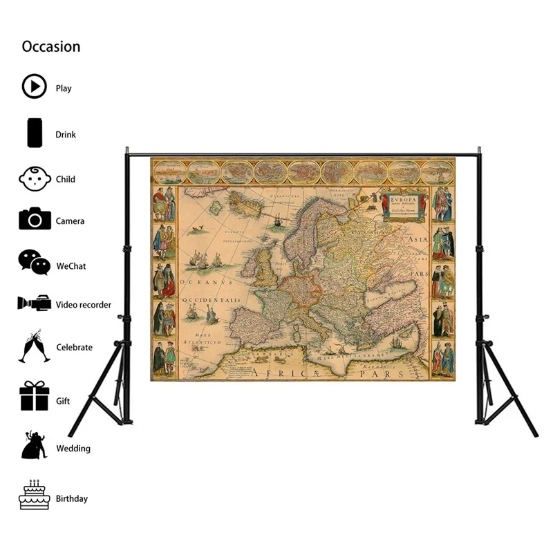59*42cm Retro Map Non-woven Canvas Painting Wall Art Picture Vintage Poster and Prints Living Room Home Decor School Supplies