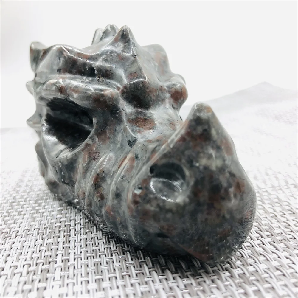 Large Crystal  Dragon Head Skull Statue Natural Gemstone Yooperlite Carved Healing Animal Sculpture Craft Home Room Desk Gift 3