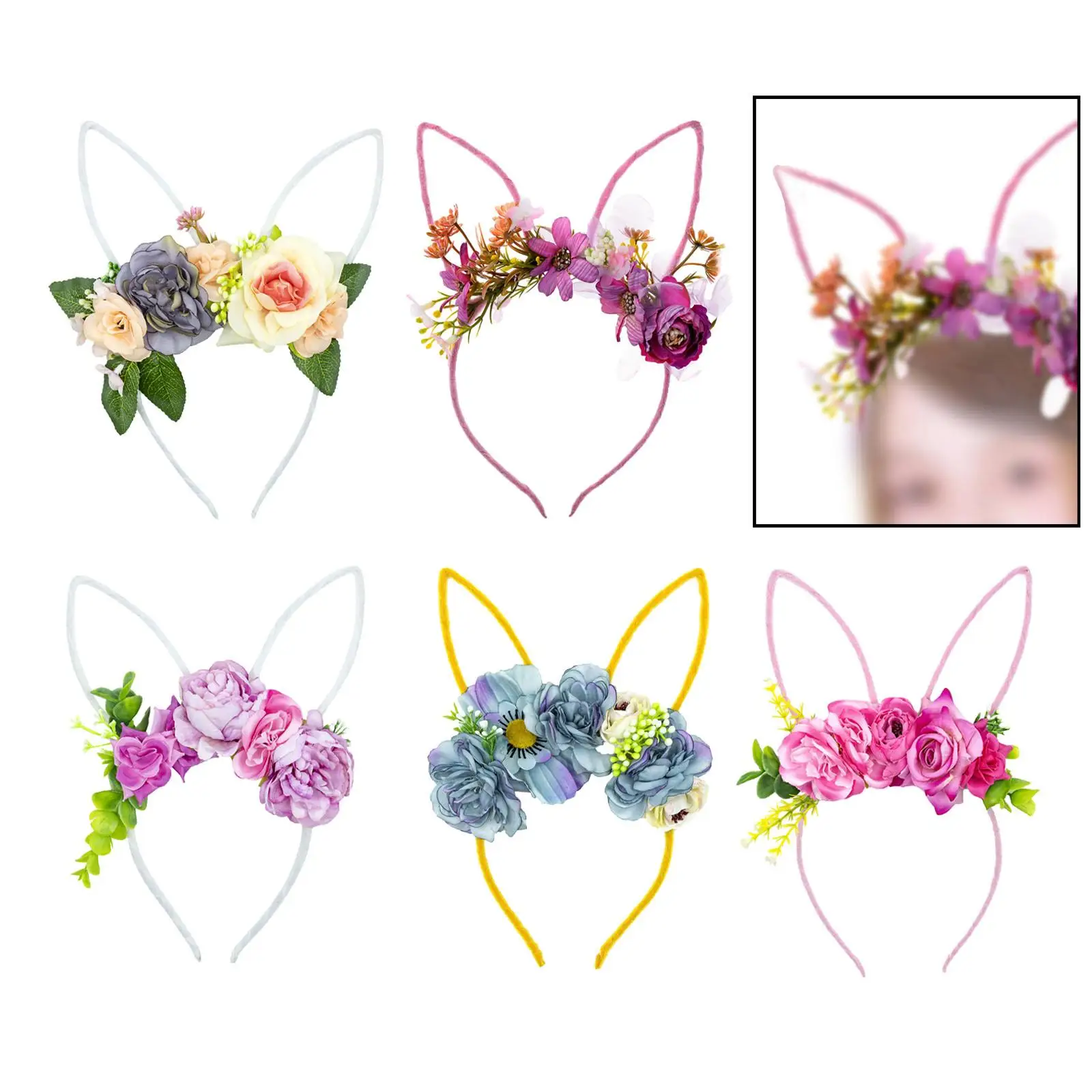 Easter Bunny Ears Headband Lovely Flower Hairband Hair Accessories for Wedding Carnival Halloween Christmas Party Favors hair accessories