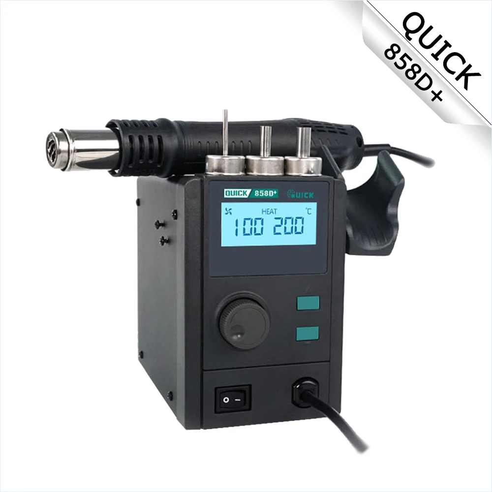 

QUICK 858D+ Hot Air Desoldering Station LCD Digital Display Hot Air Gun for Chip PCB SMD Motherboard Rework Station Disassemble