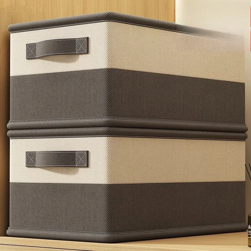 2pcs/set Non-Woven Fabric Storage Box - Foldable Clothes Organizer for Home Bedding & Wardrobe Clothing storage basket 3