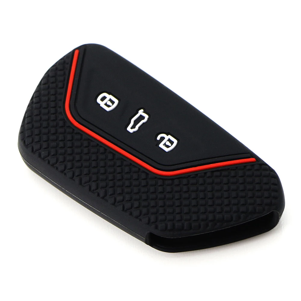 

Key Fob Cover Key Case Full Package Silicone Silicone Key Cover Black Black Red Line For ID.3 For ID.4 For Skoda Octavia Soft