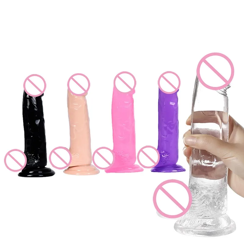 4 Size 5 Color Realistic Dildo Masturbate Soft Jelly Big Dildos With Suction Cup Adult Vibrator Anal Plug Trainner Crystal Penis