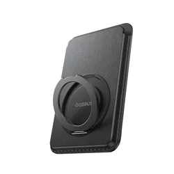 Baseus Magnetic Wallet Stand with 360° Rotating Holder and 3 - Card Slot - PU Leather (Black)