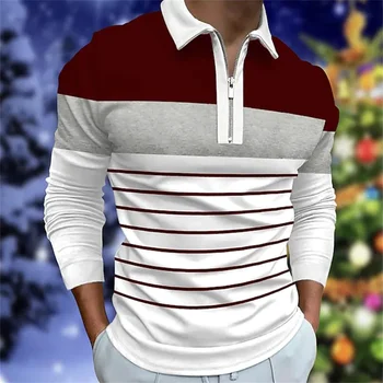 Alternative view of New Men'S Classic Striped Polo Shirt Long Sleeve 2023 Spring And Autumn Casual Work Top Plus Oversize S-XXXL