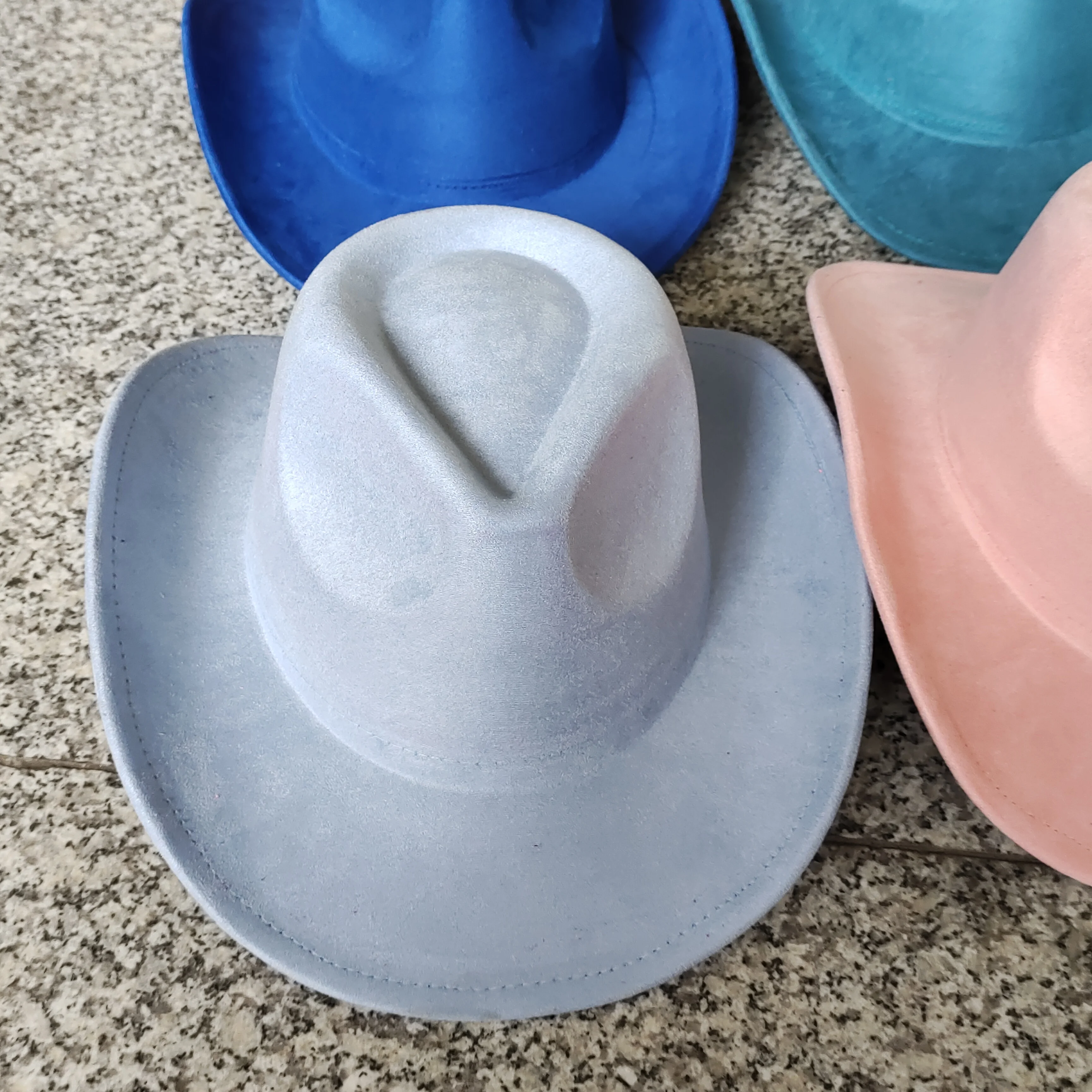 Suede cowboy hats for men and women small brim drop top curved brim hat western cowboy hat solid color retro
