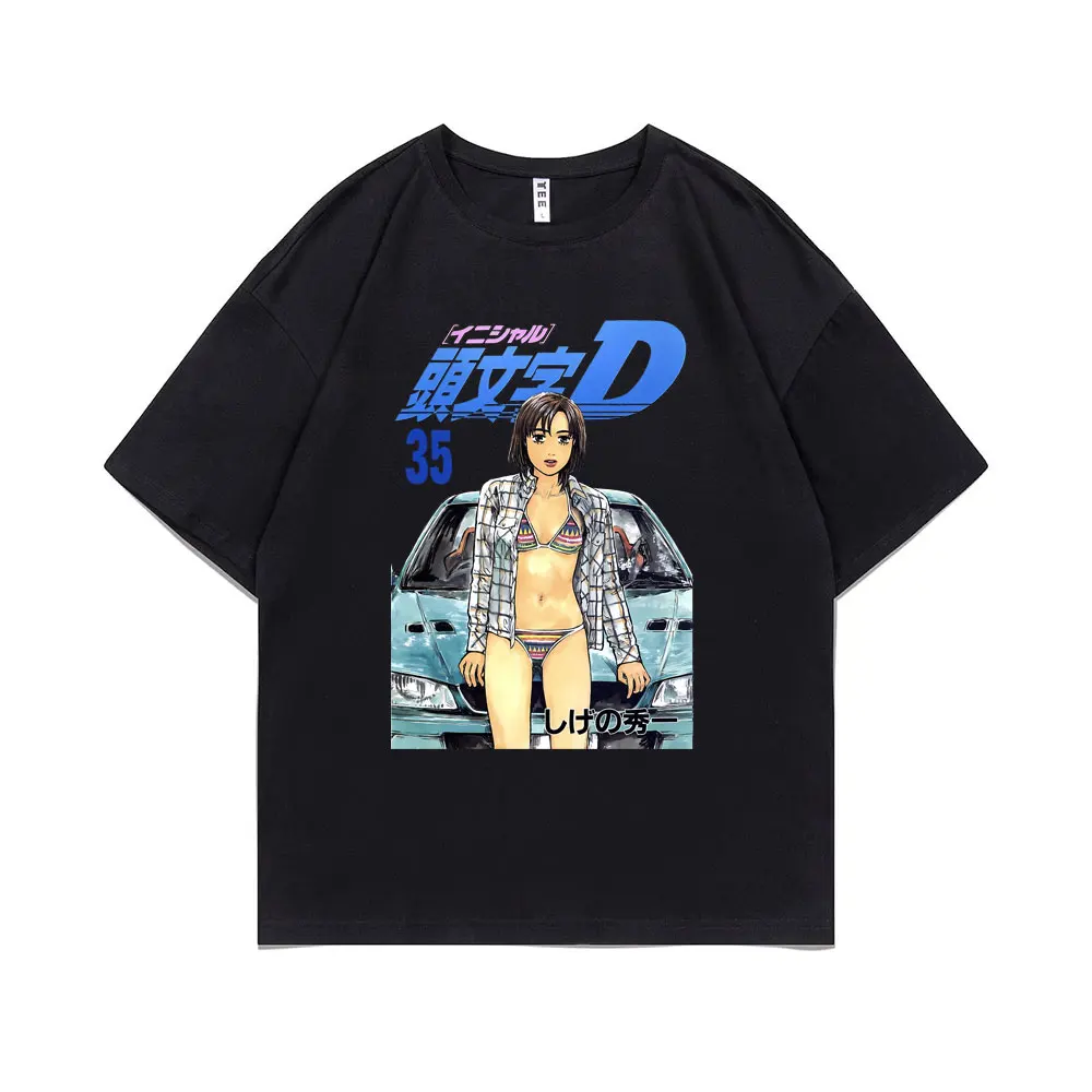 

Japanese Anime Drift AE86 Initial D Mika Uehara Graphic T-shirts Men Women Fashion Oversized Tshirt Men's Manga Loose T Shirt